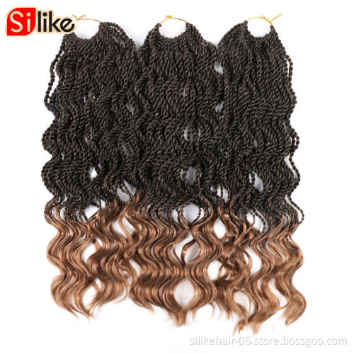 Synthetic crochet braids Hair Extensions 14Inch 35 stands Wholesale curly senegalese twist hair with wavy ends Curly Crochet